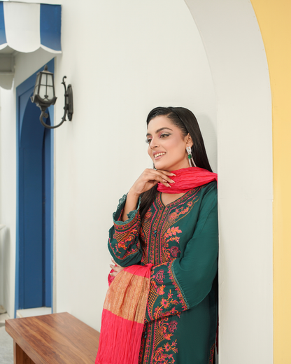 ROYAL GREEN EMBROIDERED 3PC