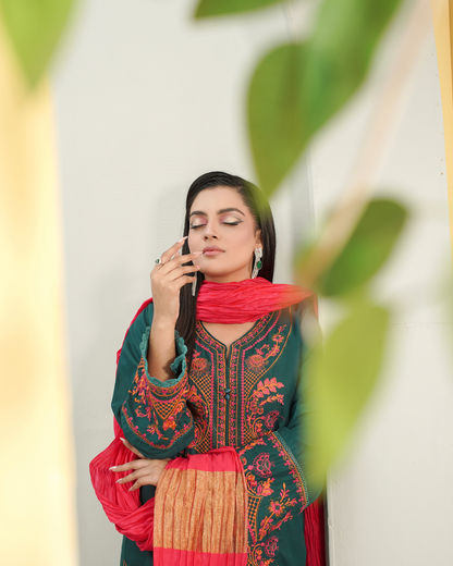 ROYAL GREEN EMBROIDERED 3PC