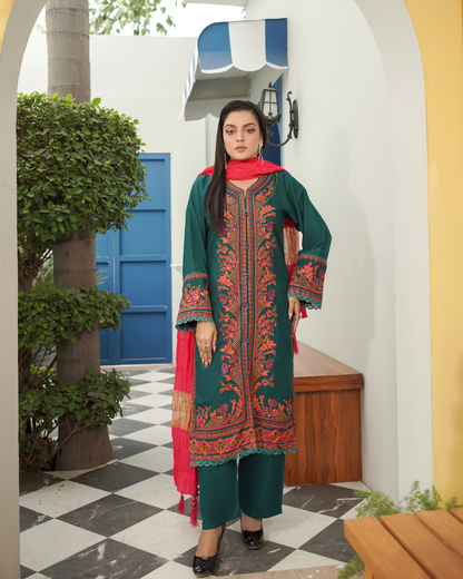 ROYAL GREEN EMBROIDERED 3PC